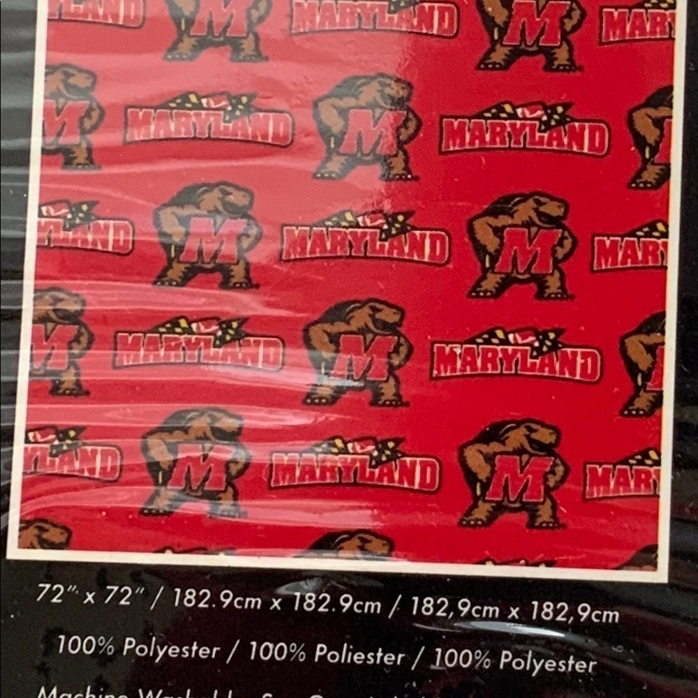 University of Maryland Terrapin Fabric Shower Curtain 72’ x 72” Red Multicolor - Picture 5 of 7